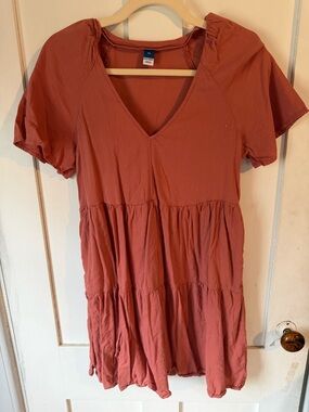 Old Navy Rust Short Sleeve V-Neck Mini Dress